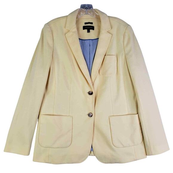 Talbots Blazer Jacket Womens Size 10 Stretch Knit Button Yellow Lined Aberdeen - Picture 2 of 8